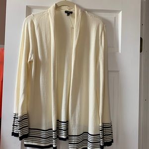 NWT - Talbots cream and navy trim cardigan.  Size LP